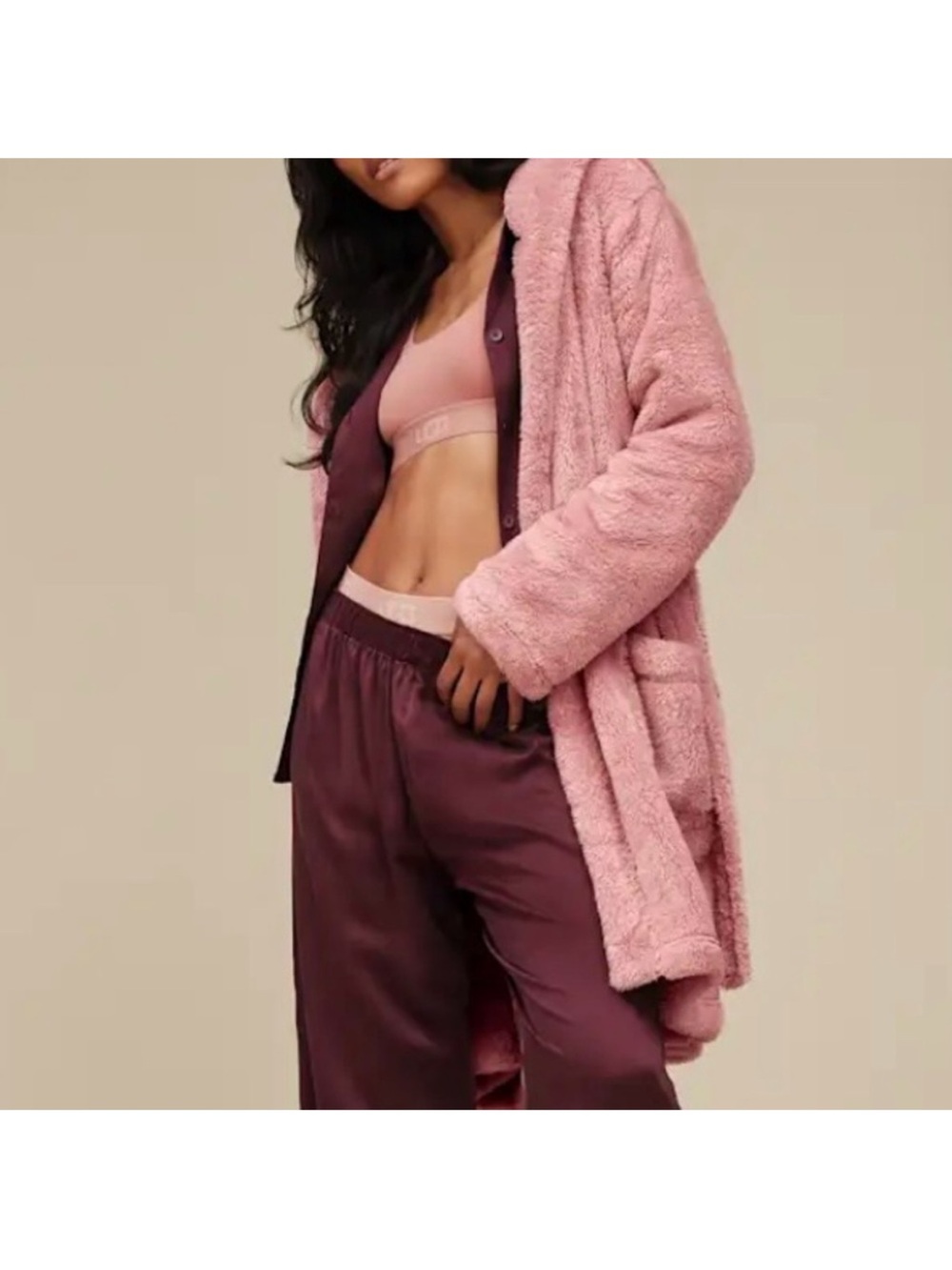 🆕- UGG-Aarti Super Soft Plush Robe with Hood. Pink Size: small